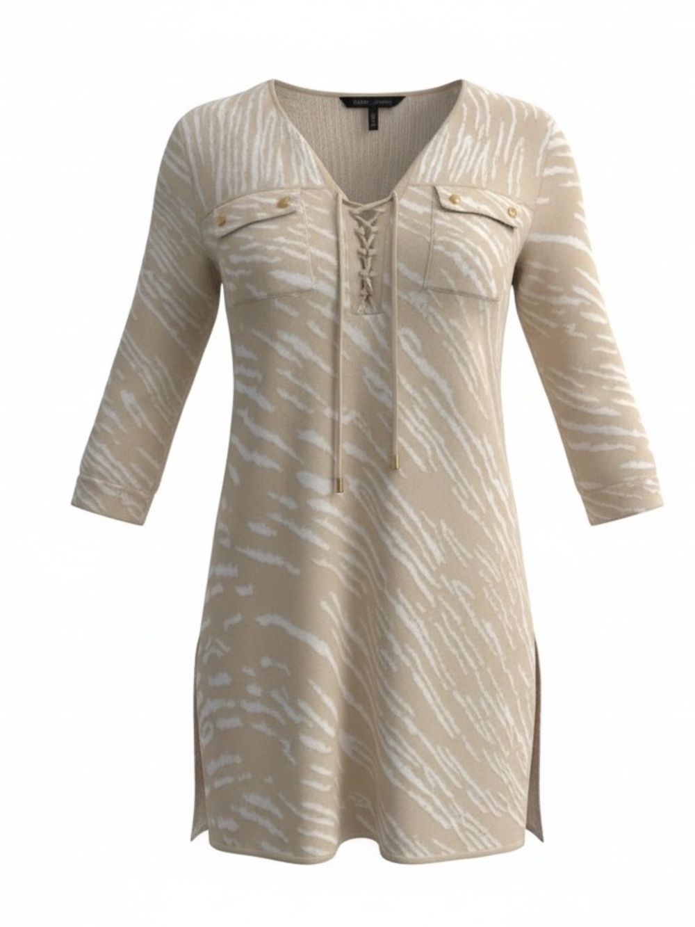 Azure Ming Wang cream knit tunic top, small